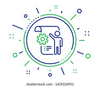 Settings blueprint line icon. Engineering cogwheel tool sign. Cog gear symbol. Quality design elements. Technology settings blueprint button. Editable stroke. Vector