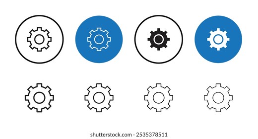 Configuraciones icono de Botón Conjunto de logotipo de Vector de arte de línea negra