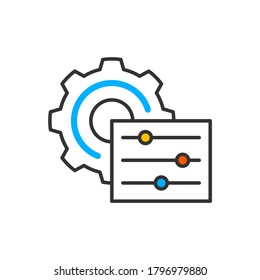 Settings button icon. Slider bar. Vector color icon.