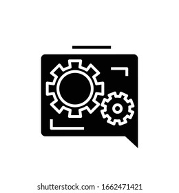 Settings chat black icon, concept illustration, vector flat symbol, glyph sign.