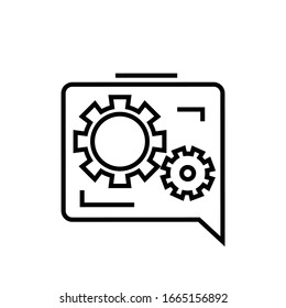 Einstellungs-Chat-Line-Symbol, Concept-Zeichen, Umriss-Illustration der Vektorillustration, Linearsymbol.