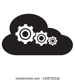 settings of cloud storage icon on white background. flat style. cloud computing icon for your web site design, logo, app, UI. settings of cloud storage symbol. cloud computing sign. 