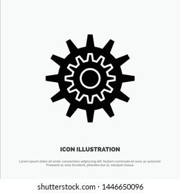 Settings, Cog, Gear, Production, System, Wheel, Work solid Glyph Icon vector
