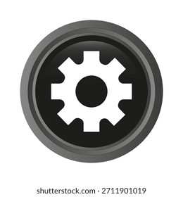 Icono de engranaje Configuraciones. Símbolo de engranaje de configuración. Parte del mecanismo Botón de Vector. Círculo brillante negro. EPS 10.