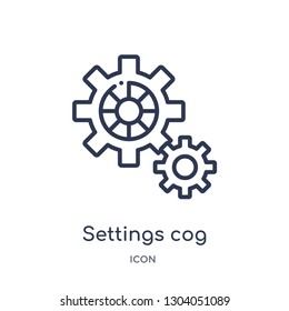 settings cog icon from user interface outline collection. Thin line settings cog icon isolated on white background.