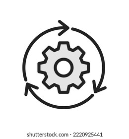 Settings cogwheel button icon. High quality coloured vector illustration.