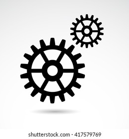 Settings, cogwheel icon on white background. Vector art.