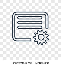 Settings concept vector linear icon isolated on transparent background, Settings concept transparency concept in outline style