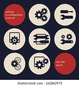 settings, configuration or preferences icons set