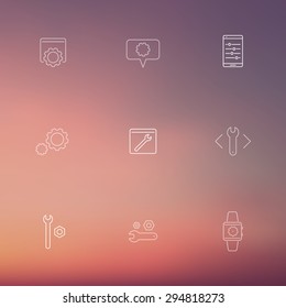 settings, configuration, preferences line icons on blur background, vector illustration, eps10, easy to edit