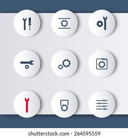 settings, configuration, preferences modern round icons, vector illustration, eps10, easy to edit