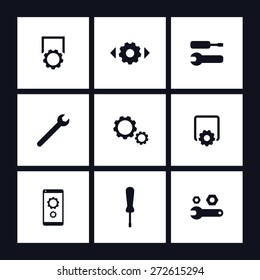 settings, configuration, preferences square flat icons, vector illustration, eps10, easy to edit