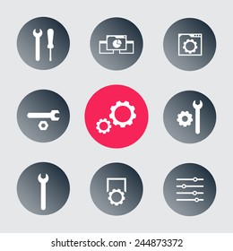 settings, configuration, preferences trendy round icons vector illustration, eps10, easy to edit