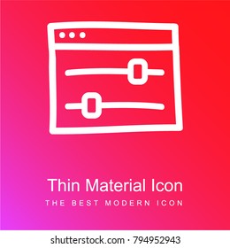 Settings console hand drawn symbol red and pink gradient material white icon minimal design