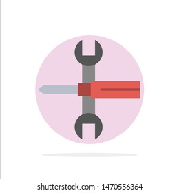 Settings, Controls, Screwdriver, Spanner, Tools, Wrench Abstract Circle Background Flat color Icon. Vector Icon Template background