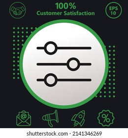 settings, controls, toggles and switches  icon. Background with a green pattern on a black background. modern design