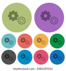 Settings darker flat icons on color round background