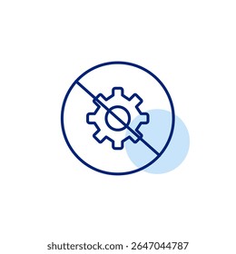 Settings disabled, system error, feature unavailable, controls blocked, configuration restricted. Pixel perfect, editable stroke vector icon