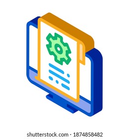 settings documents in computer icon vector. isometric settings documents in computer sign. color isolated symbol illustration