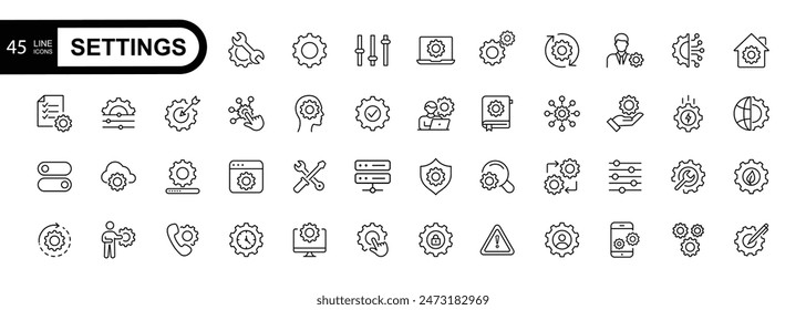 Configuraciones iconos de línea de trazo editables.    Para el diseño de marketing de Sitio web, logotipo, App, Plantilla, etc. Ilustración vectorial.