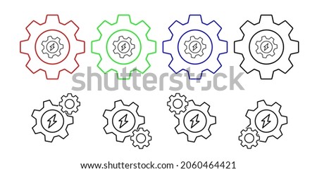 Settings, energy vector icon in gear set illustration for ui and ux, website or mobile application