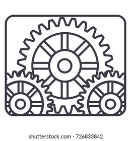 settings, engine vector line icon, sign, illustration on background, editable strokes
