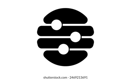 Settings, Equalizer emblem, black isolated silhouette