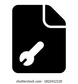 Settings file icon with glyph style. Suitable for the design of websites, logos, applications, UI, etc.