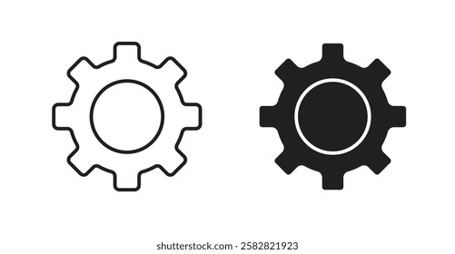 Settings filled and outlined icons vectors on white background