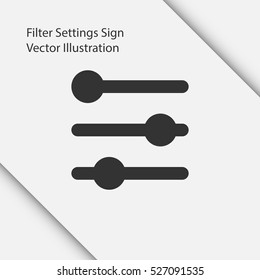 Settings Filter Control Sign. Simple Symbol In Vector Graphic Isolated On White Background. Vector Illustration