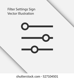 Settings Filter Control Sign. Simple Symbol In Vector Graphic Isolated On White Background. Vector Illustration