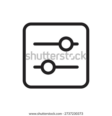 Settings, filters, or user preferences icon representing a frame containing three horizontal slider bars with circular adjustment toggles