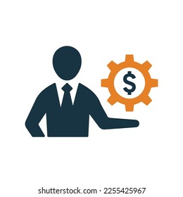 Settings, finance service icon. Editable vector isolated on a white background.