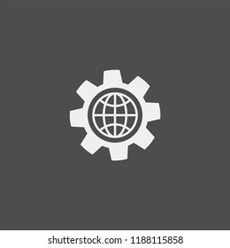 Settings flat vector icon. Globe flat vector icon. Gear wheel flat vector icon