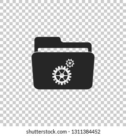 Settings folder with gears icon isolated on transparent background. Flat design. Vector Illustration