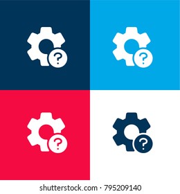 Settings four color material and minimal icon logo set in red and blue