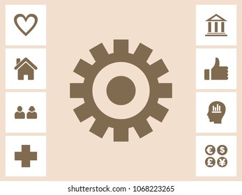 Settings or Gear Icon With Bonus Icons. Eps-10.