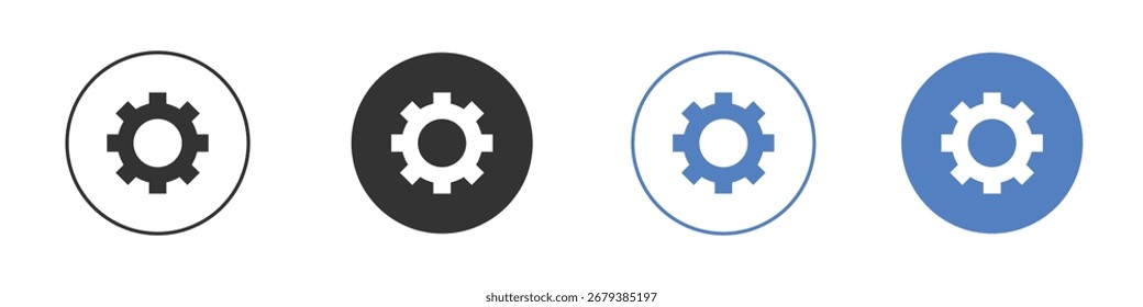 colección de icono de engranaje de Configuraciones para App en colores negro y azul