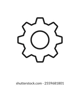 Settings gear icon Flat art in black and white isolated