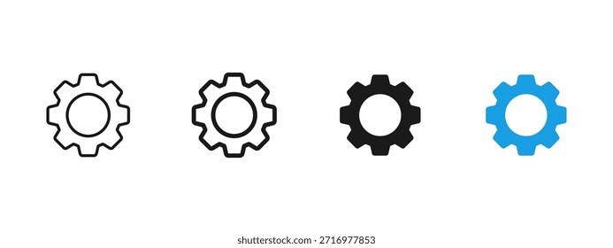 Configuraciones icono de engranaje que representa la configuración, el control del sistema y las preferencias. Concepto de configuración, herramientas y ajuste para la interfaz de usuario, software, Web y diseño de aplicaciones móviles.