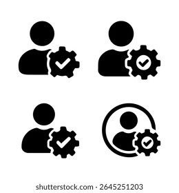 Settings and Gear Icon Set with User Silhouette