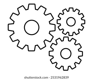 Icono de Configuraciones Vector negro. Conjunto de iconos de engranajes. Arte de línea. Configuraciones icono de Ilustración vectorial. Símbolo de Configuraciones de engranajes. Eps 10.