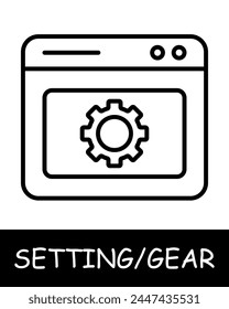Settings, gear icon. Website, tab, setting, tuning, offer users the ability to customize their experience on the platform. Assistance in adjustments and optimization.