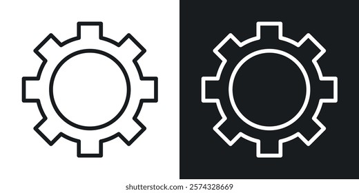 Settings gear icons in thin black and white stroke liner style