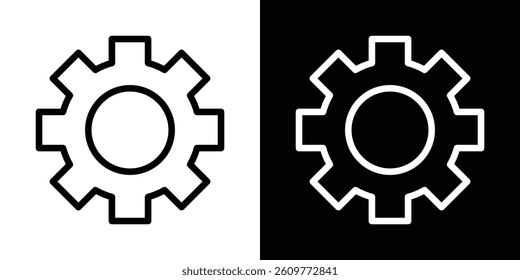 Settings gear icons vector set in stroke line style