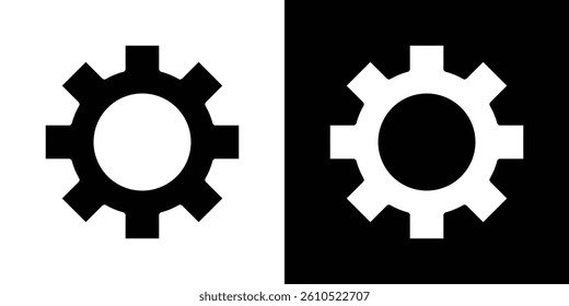 Settings gear icons vector set in solid flat style