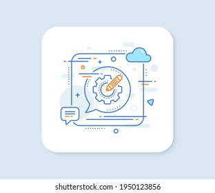 Settings gear line icon. Abstract square vector button. Cogwheel with star sign. Edit working process symbol. Settings gear line icon. Speech bubble concept. Vector