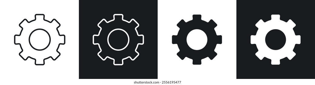 Settings gear linear icon set for app, and web design.