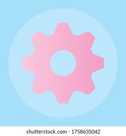 Settings gear pink flat icon for apps and websites.