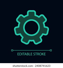 Settings gear pixel perfect glassmorphism ui icon for dark theme. Color filled line element with transparency. Isolated vector pictogram for night mode. Editable stroke